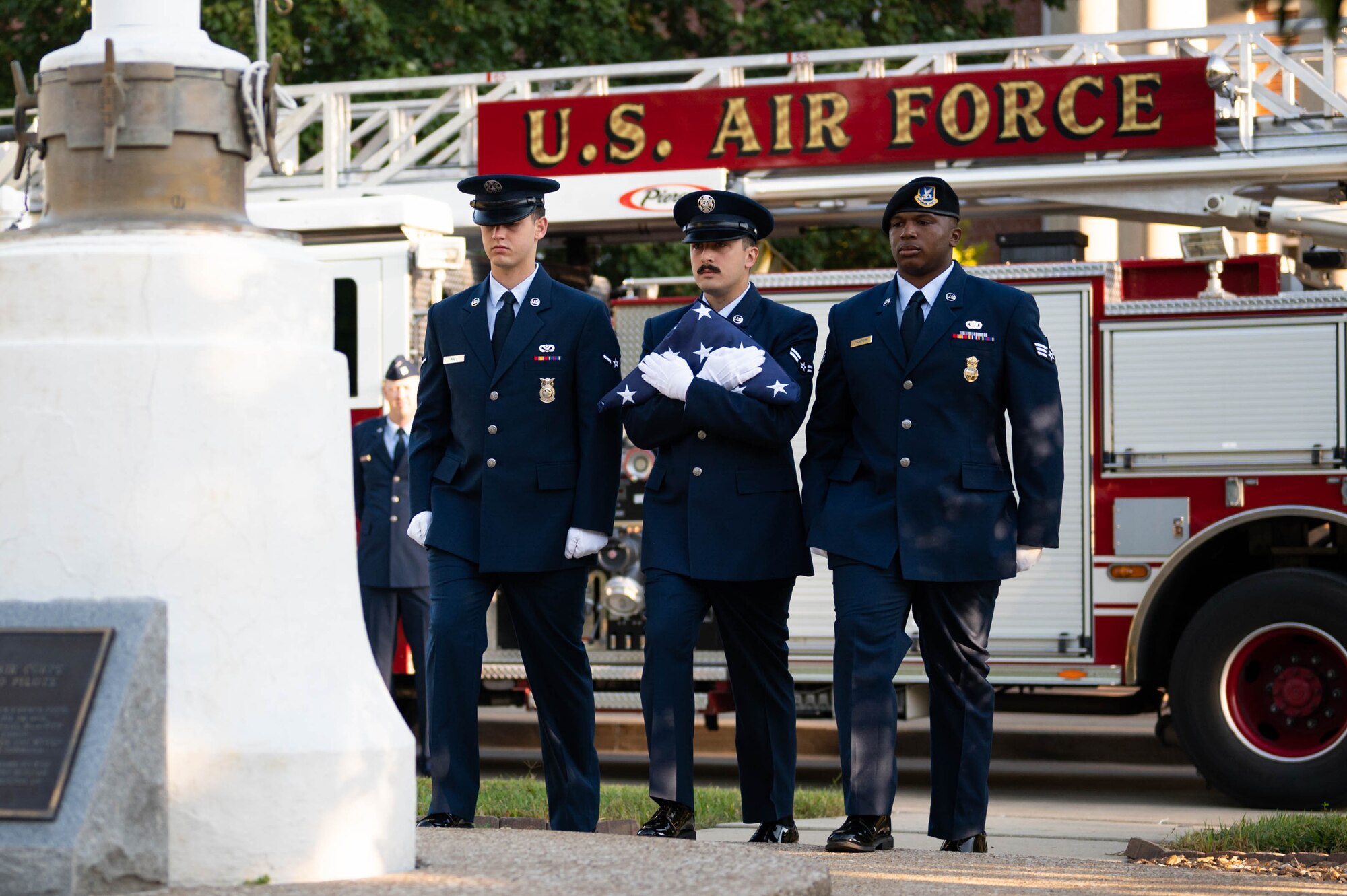 Airman holds U.S. flag