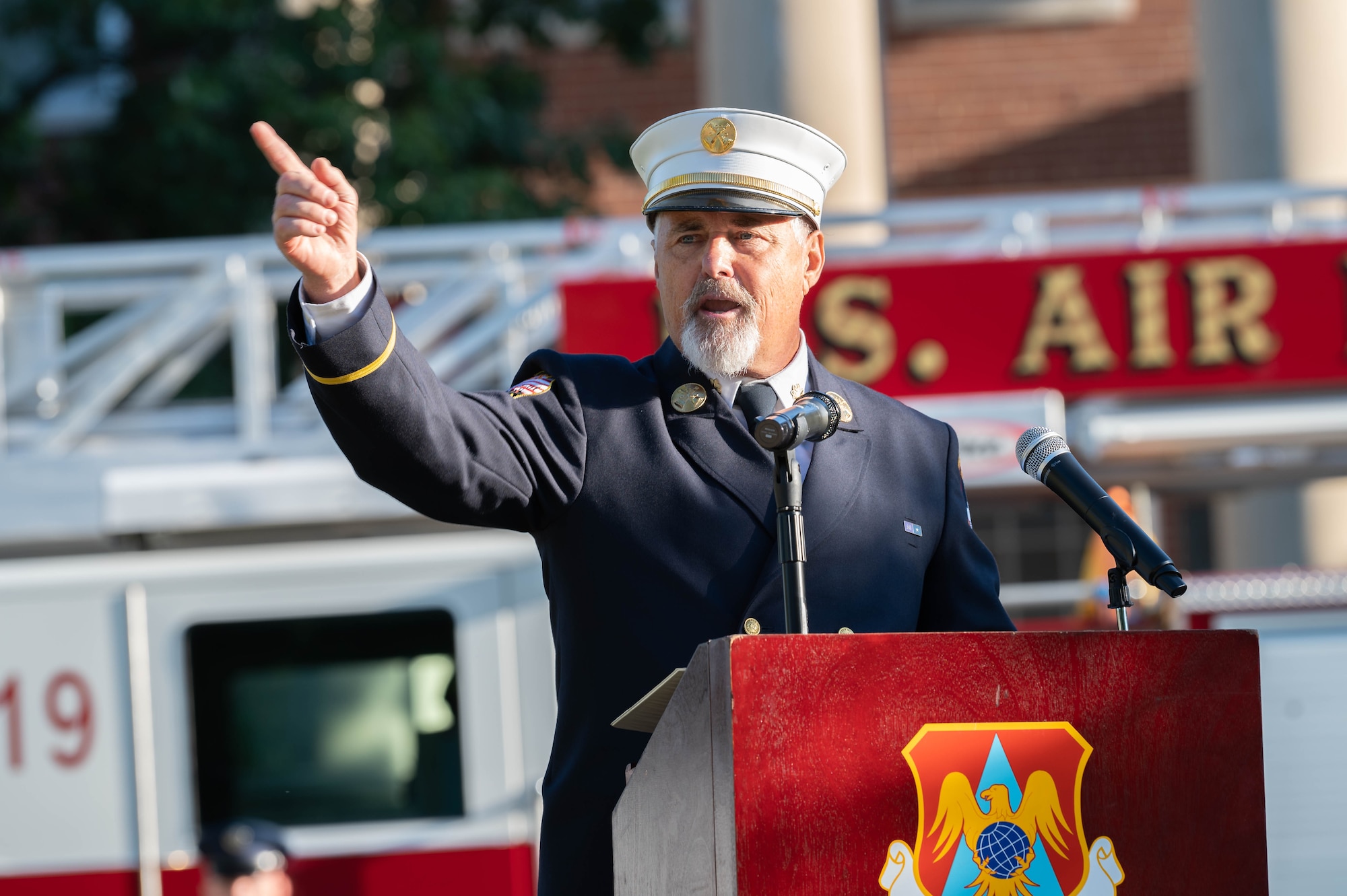 man provides remarks