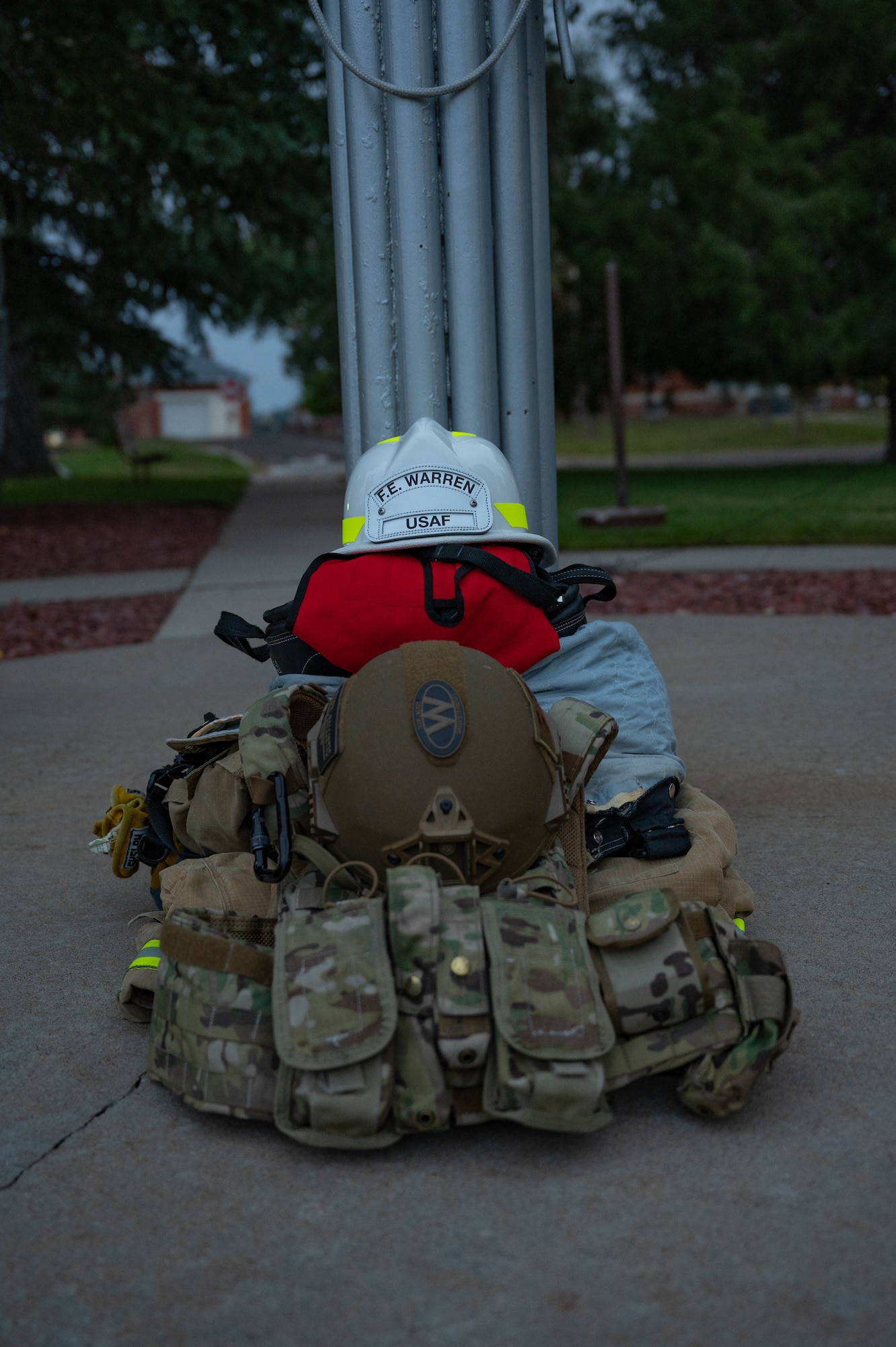 Airmen in 90th Missile Wing participate in a 9/11 ceremony and  ruck march.