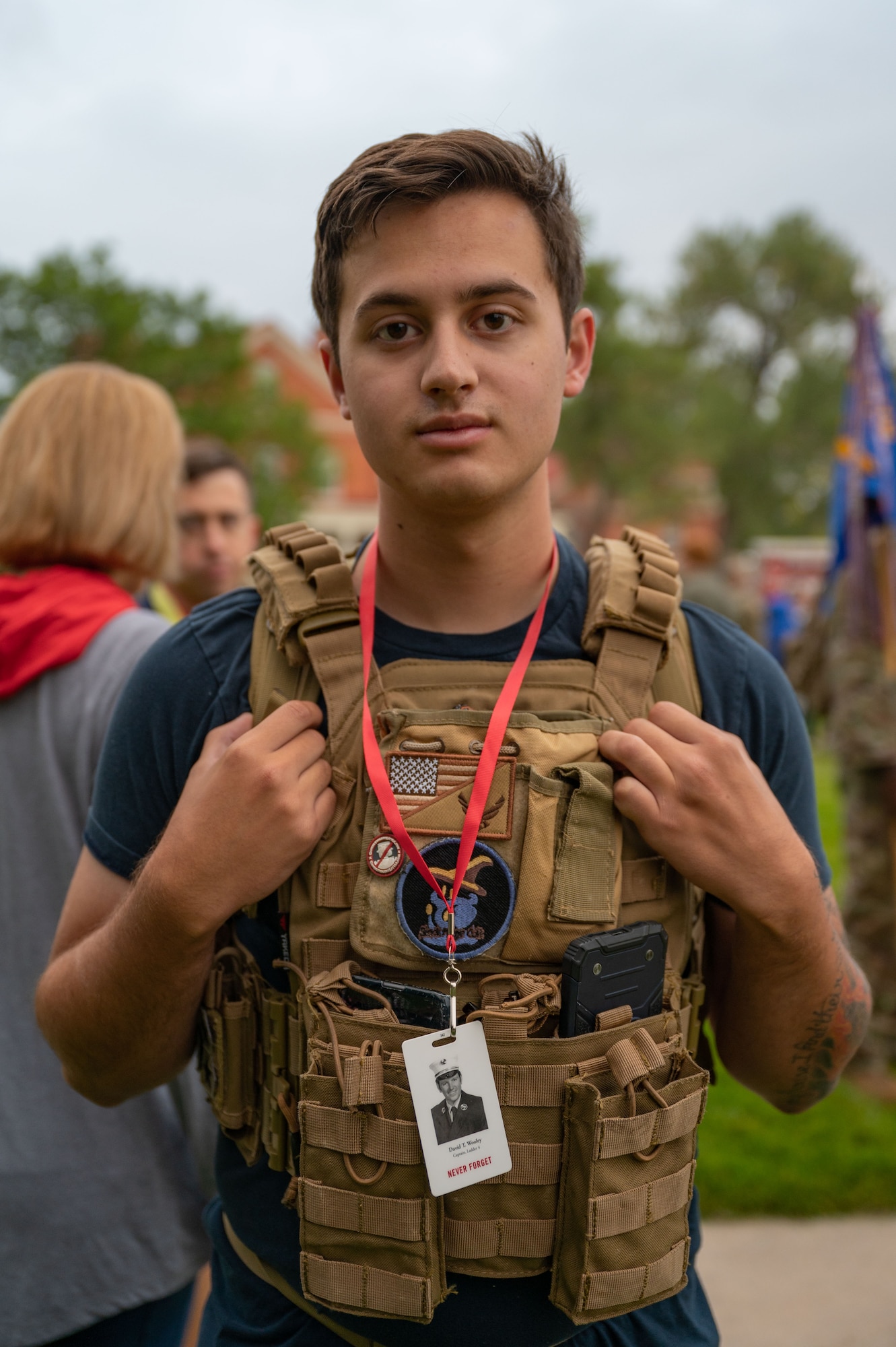 Airmen in 90th Missile Wing participate in a 9/11 ceremony and  ruck march.