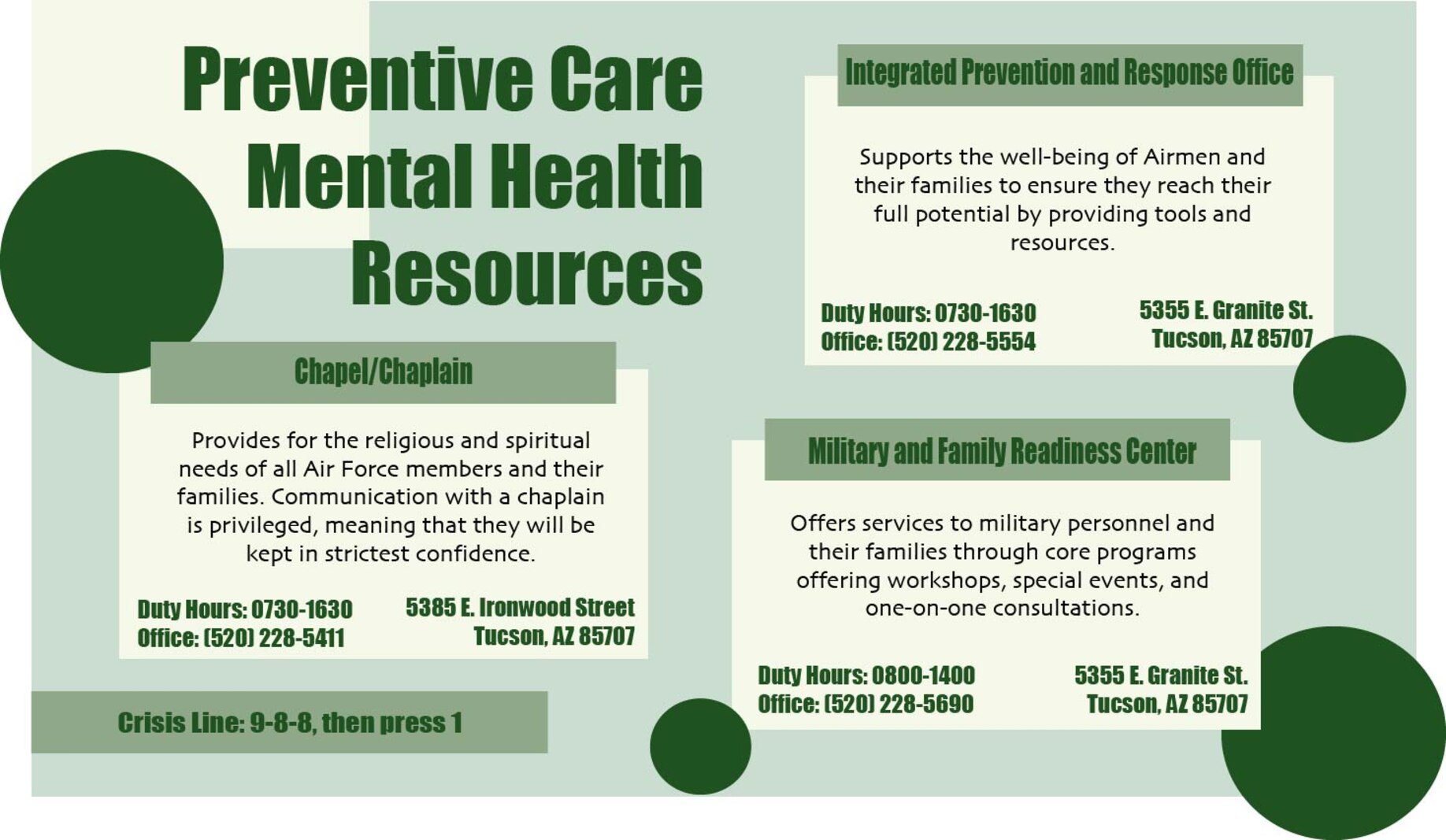 Graphic of preventative care, mental health resources.