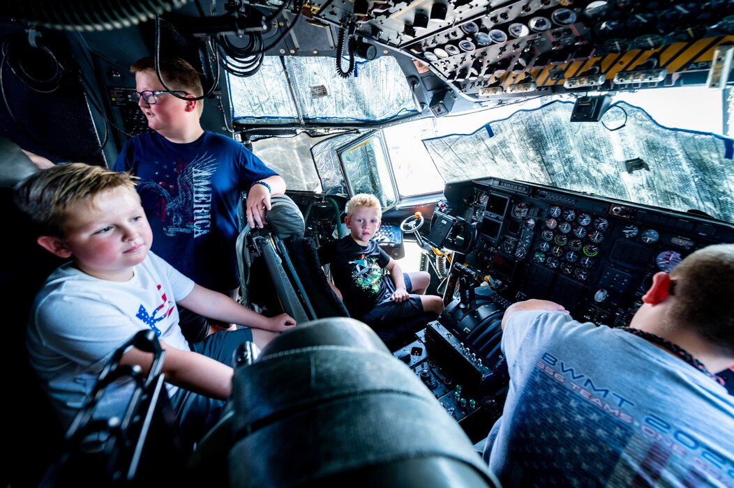 Airmen and families participating in family day.