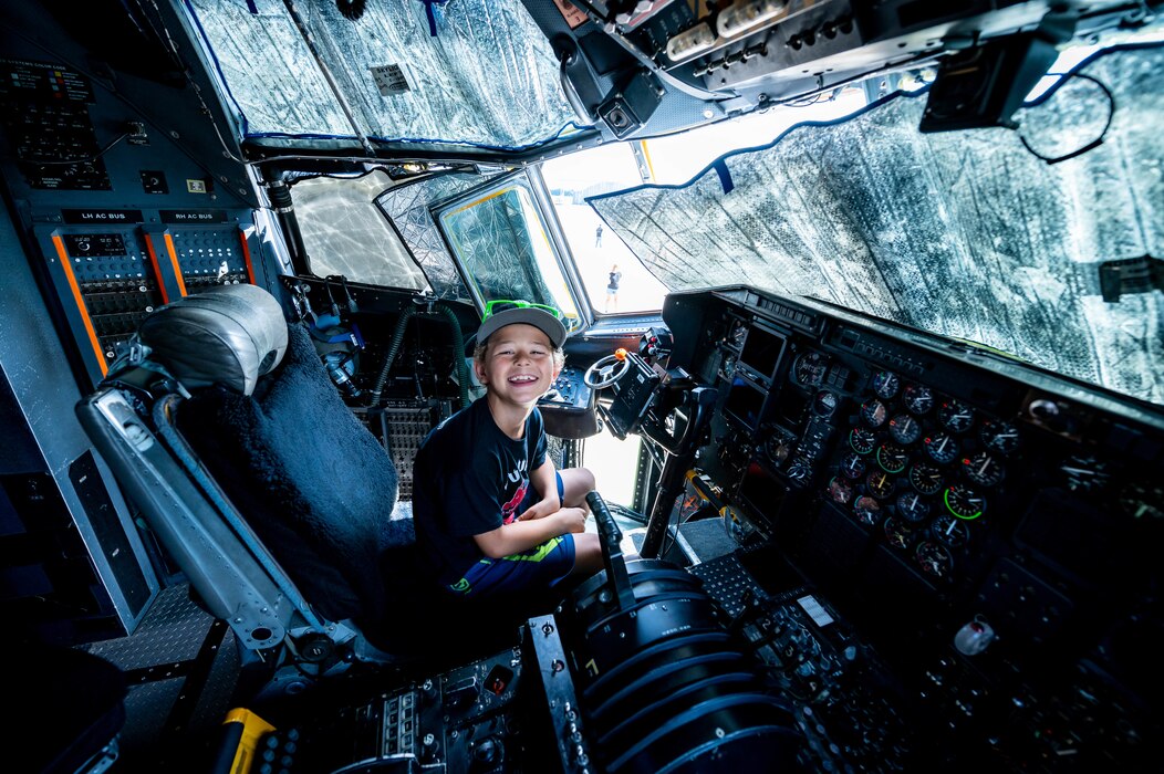 Airmen and families participating in family day.