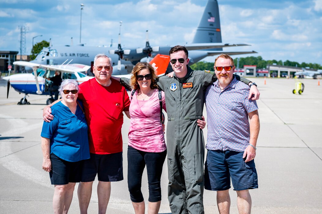 Airmen and families participating in family day.