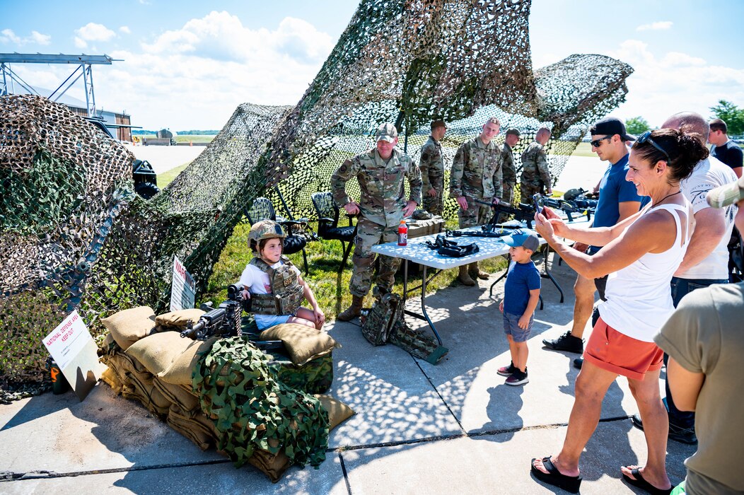 Airmen and families participating in family day.