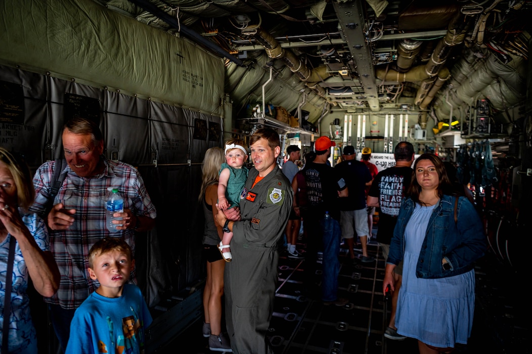 Airmen and families participating in family day.