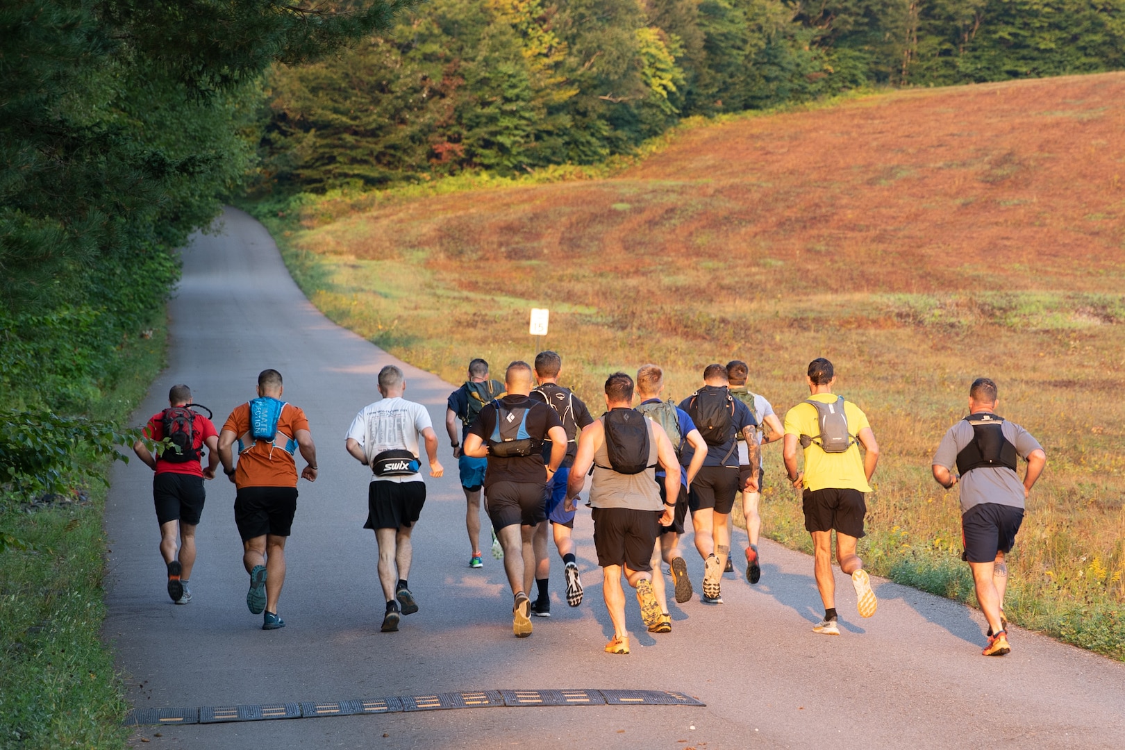 Competitors begin race up Mt. Mansfield Toll Road.