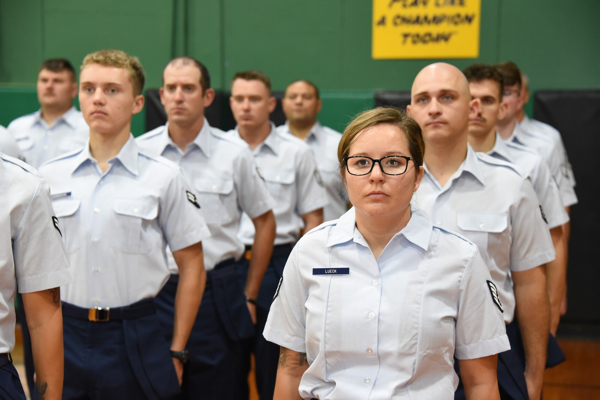Airmen stand in formation