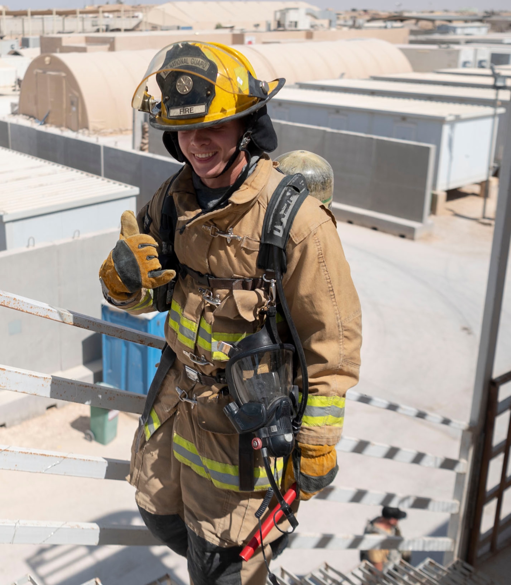 The 332d Air Expeditionary Wing honors those lives lost during the September 11 terrorist attacks in 2001. The 332d AEW held a 24 hour stair climb, the “Run to Remember” 5k, an unveiling of a 9/11 themed T-wall, Emergency Services interactive display, a flyover, cookout, 9/11 themed movie night and a memorial ceremony that showed a screening of a documentary  showcasing the sequence of events during the attacks. (U.S. Air Force photo by Tech. Sgt. Jeffery Foster)