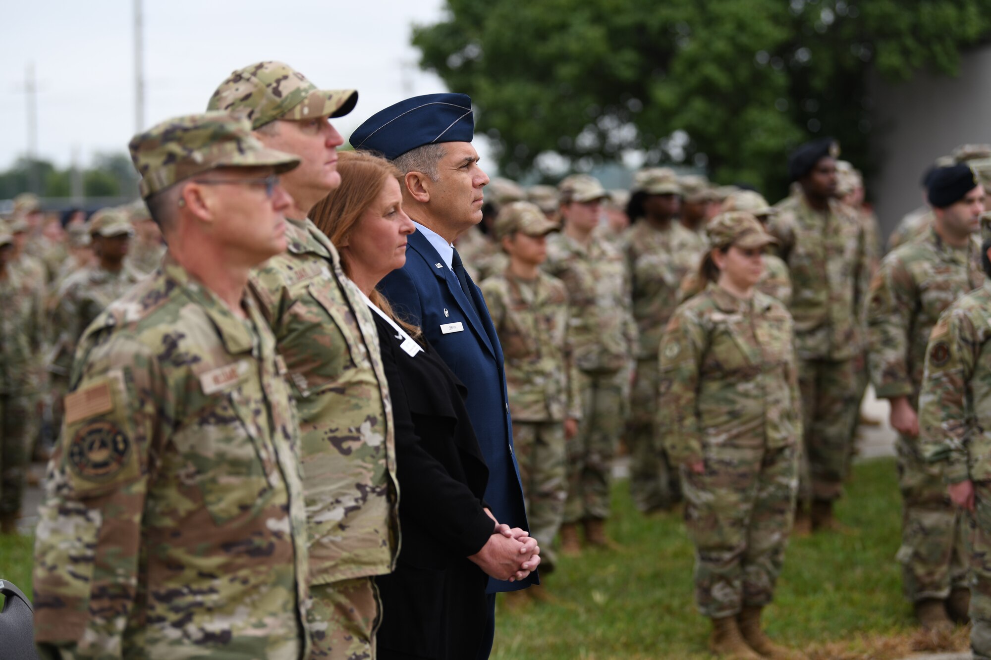 445th Airlift Wing Reserve Citizen Airmen came together Sept. 11, 2022 at Heritage Park outside Bldg 4010 to reflect and honor those who lost their lives during the tragic events of Sept. 11, 2001. During the ceremony, the 445th Honor Guard performed a flag folding presentation in honor of the memory of 9/11.