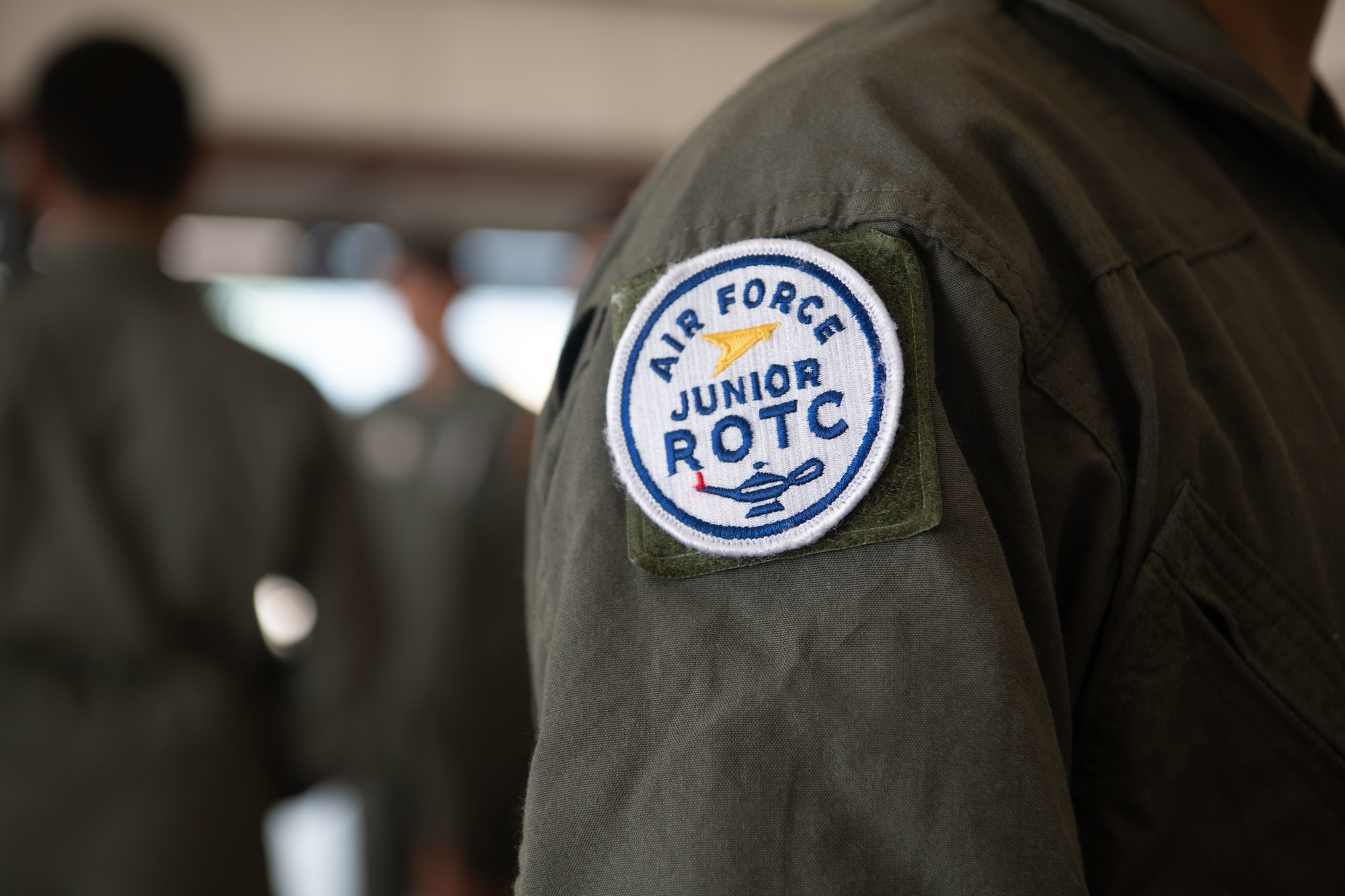 Air Force Junior Reserve Officer Training Corps patch at Salisbury, Maryland, August 10, 2022. Cadets have the opportunity to take an eight week course where they earn their private pilots license.