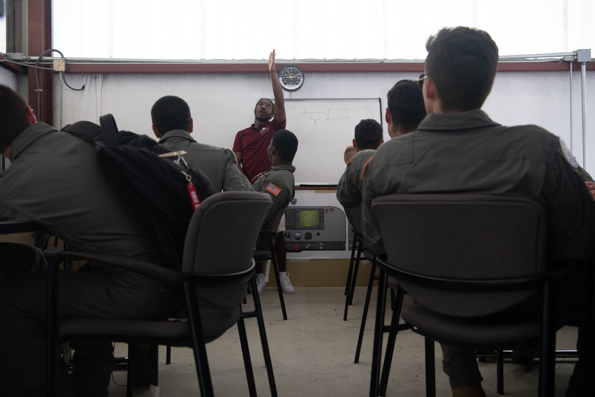 Air Force Junior Reserve Officer Training Corps Cadets, listen to a class at Salisbury, Maryland, August 10, 2022. The course is full of information and involves a lot of class time with professors and students from University of Maryland Eastern Shore.