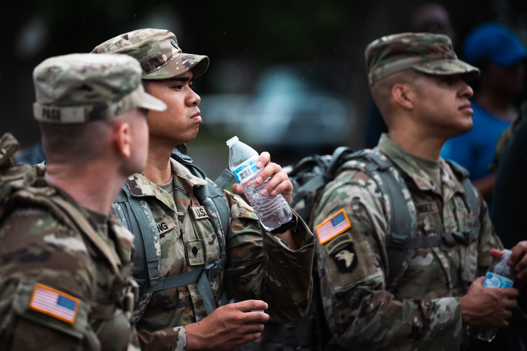 U.S. Army Soldiers recover from a 9/11 memorial ruck march at Joint Base McGuire-Dix-Lakehurst, N.J., Sept. 11, 2022.