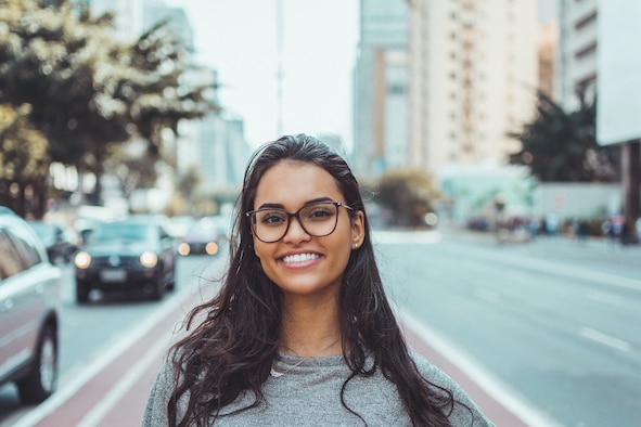 A woman standing in the street