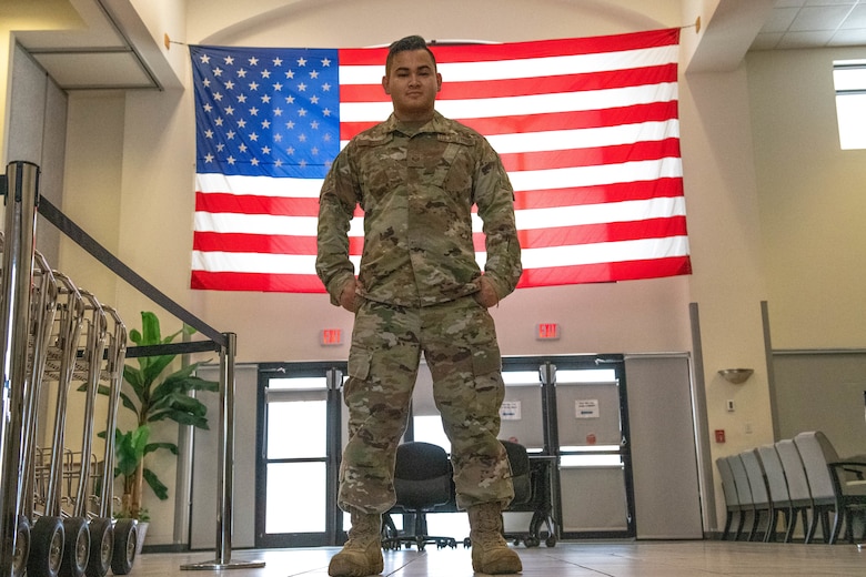 U.S. Air Force Staff Sgt. Eli Haley, 45 Logistics Readiness Squadron non commissioned officer In charge of plans and programs, poses for a photo on Patrick Space force Base, Aug. 11, 2022. While managing all incoming Airmen and Guardians downrange, Logistic Plans also coordinate the movement of deployed personnel back to their home station. (U.S. Space Force photo by Senior Airman Samuel Becker)