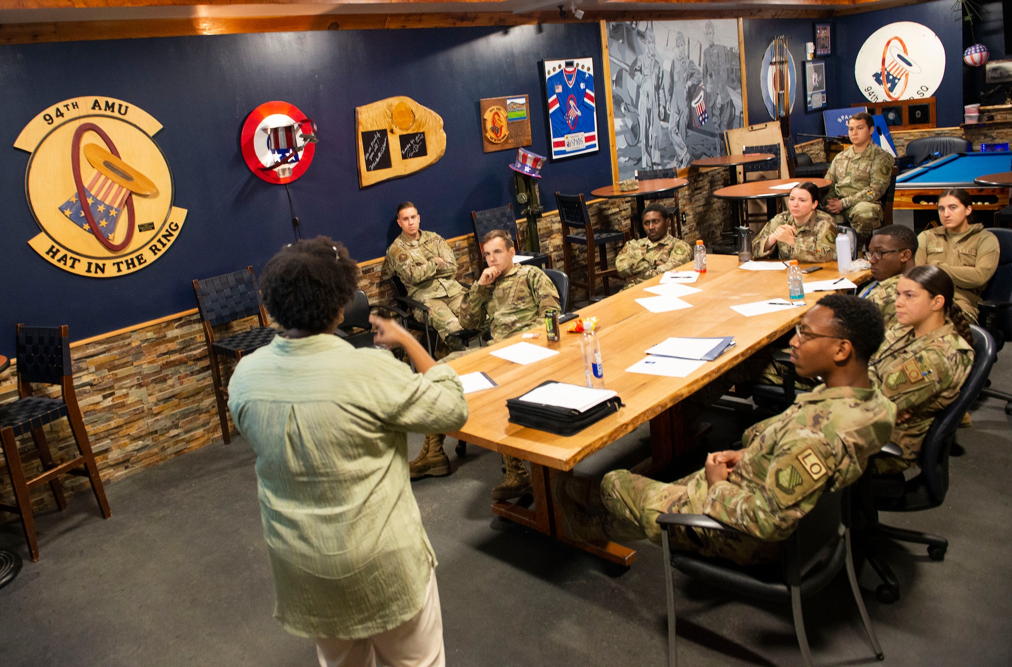 Airmen at table.