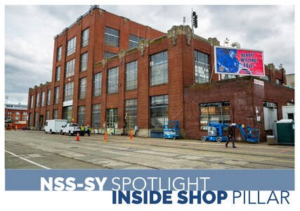 NSS-SY Spotlight: Inside Shop Pillar graphic created by Adrienne Burns, Salute editor. Source photo used: U.S. Navy photo by Wendy Hallmark.