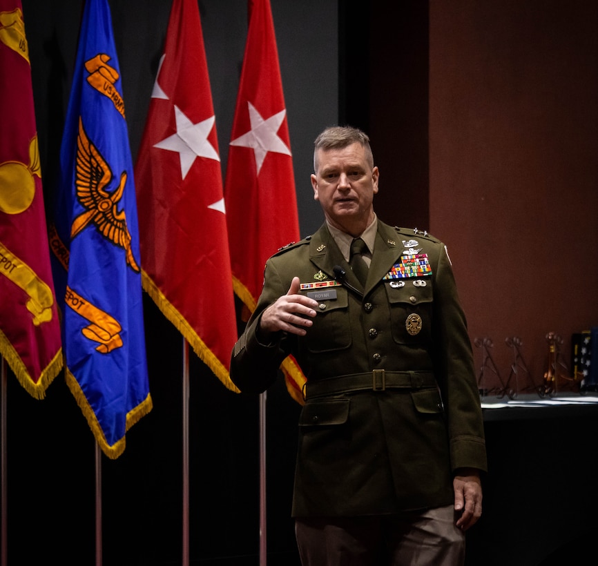 Maj. Gen. Todd Royar speaks at retirement ceremony.