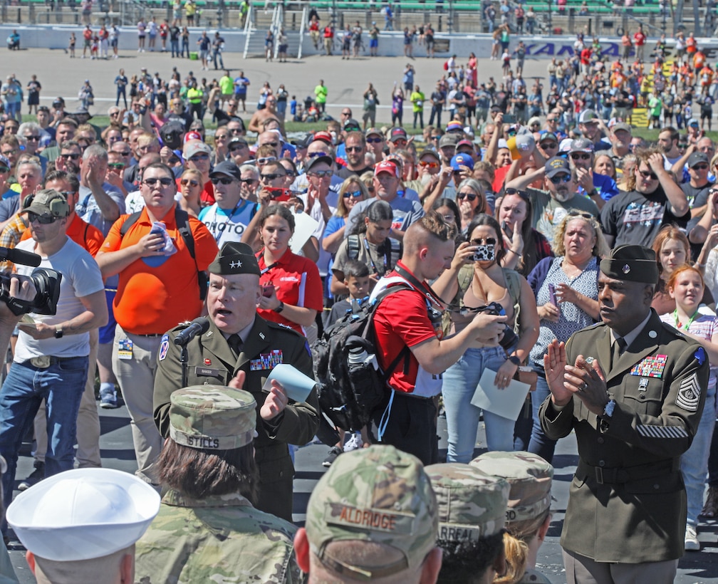 Re-enlistment ceremony at Kansas Speedway