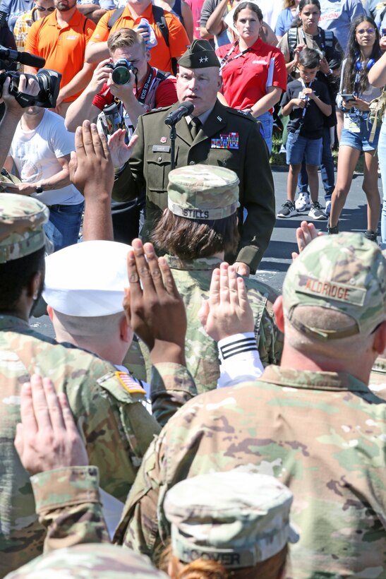 Re-enlistment ceremony at Kansas Speedway