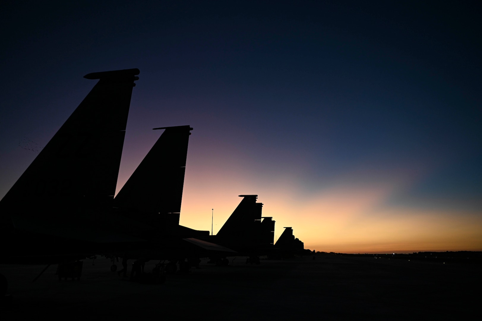 U.S. Air Force F-15C Eagles are parked during Exercise Pitch Black 2022 at Royal Australian Air Force Base Darwin, Australia, Sept. 1, 2022. Pitch Black began in 1981 and was initially limited to Australian participation until 1983, the U.S. being the first international participant. With the goal of enhancing combat readiness and interoperability between the partner nations, many participants have joined Pitch Black since then, this year being the first year the Republic of Korea Air Force, Japan Air Self-Defense Force, and German Air Force fully participated. (U.S. Air Force photo by Staff Sgt. Savannah L. Waters)