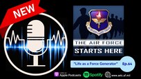 The Air Force Starts Here podcast logo on black background