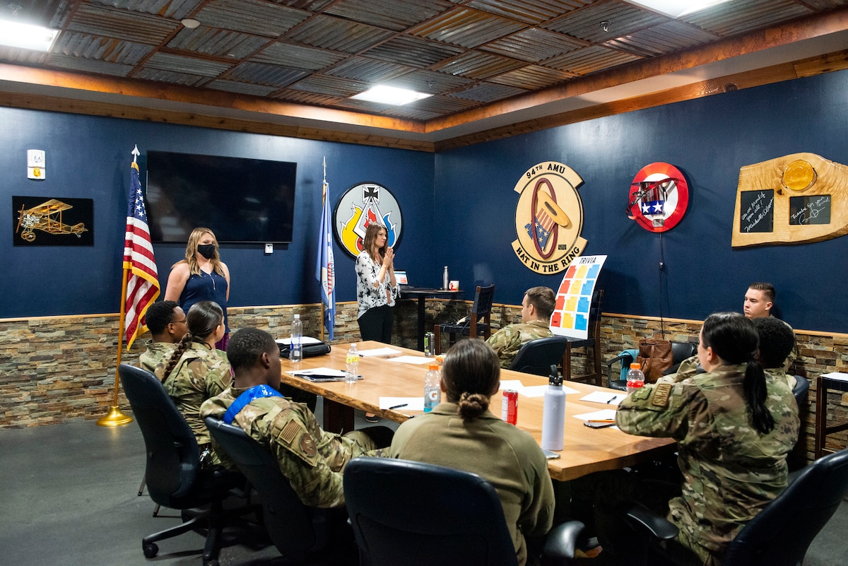Airmen at table.