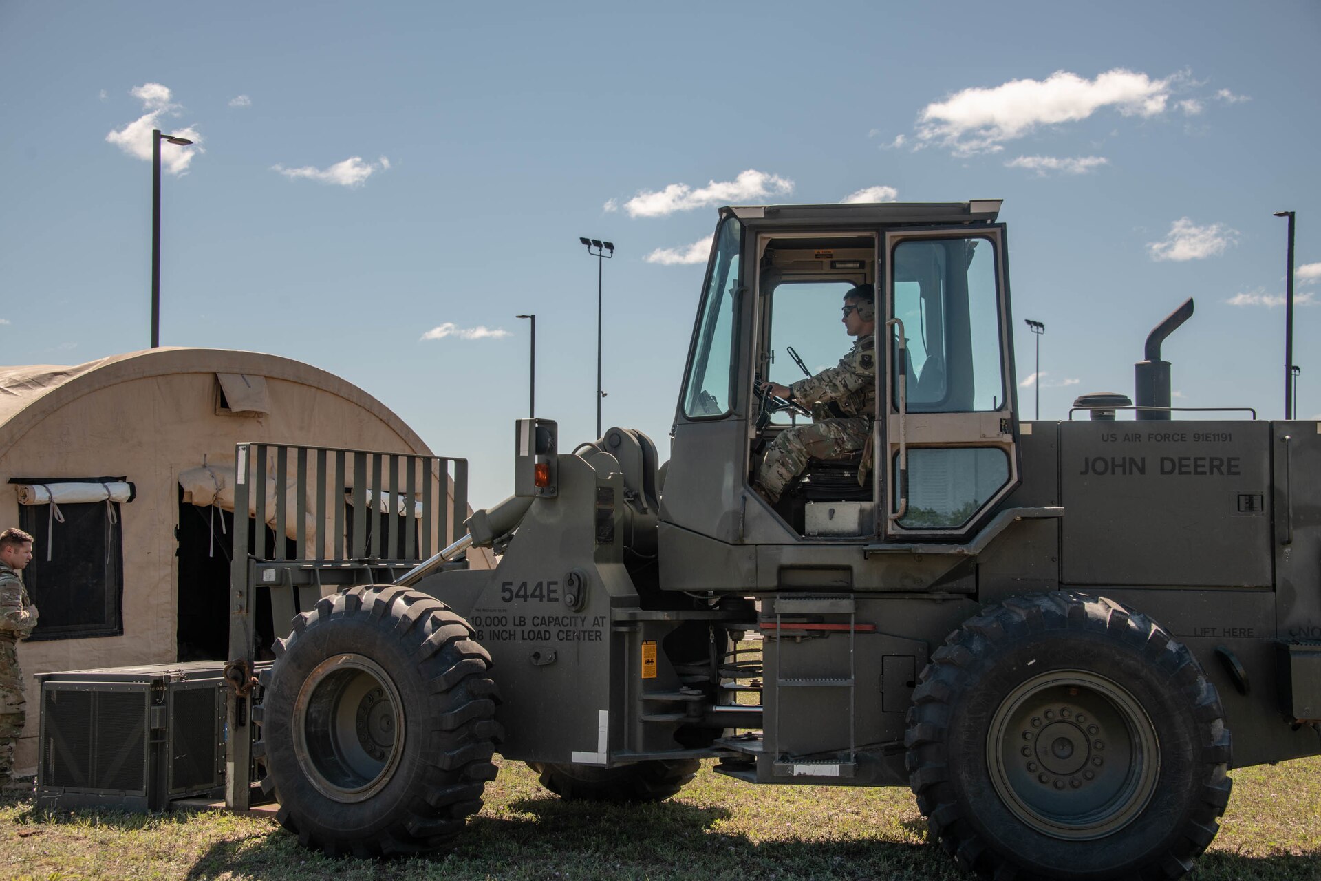 forklift and tent