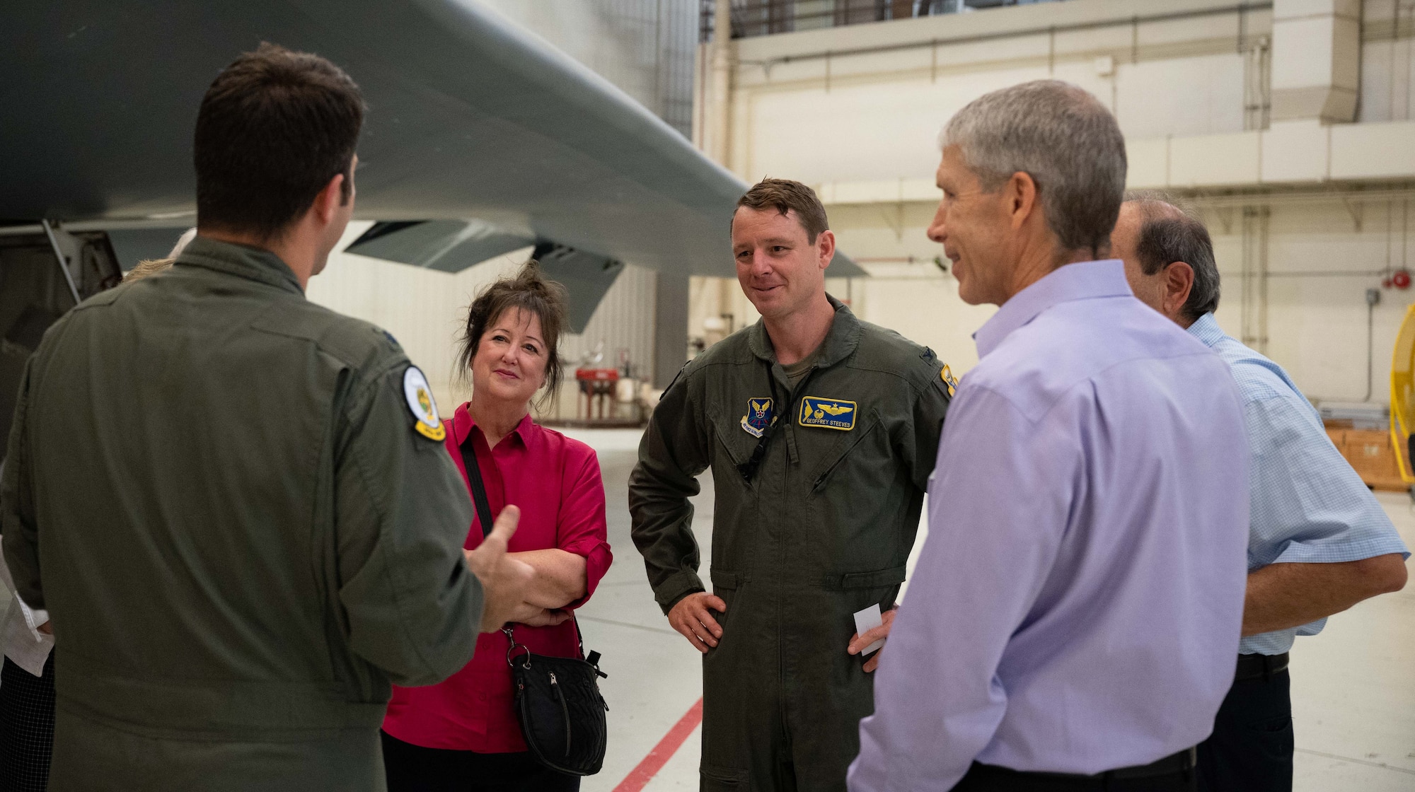 Members with the Federal Aviation Administration received a tour of the B-2 Spirit Stealth Bomber at Whiteman Air Force Base, Missouri, Sept. 08, 2022. FAA members met with Whiteman AFB leadership to receive a better understanding of the 509th Bomb Wing’s mission and the integral role they play at Whiteman. (U.S Air Force Photo by Senior Airman Christina Carter)