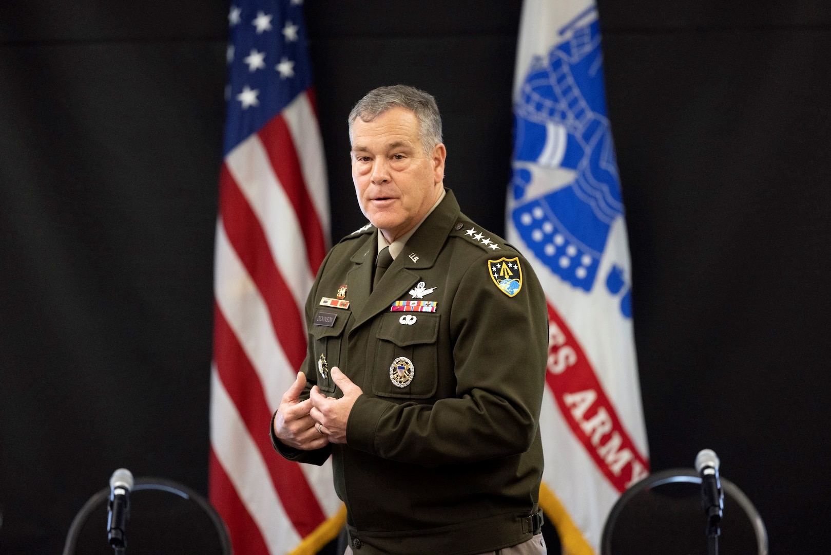 Gen. James Dickinson, U.S. Space Command commander, gives opening remarks  during an Academic Fair held at the U.S. Military Academy West Point, New York, Sept. 13-14.