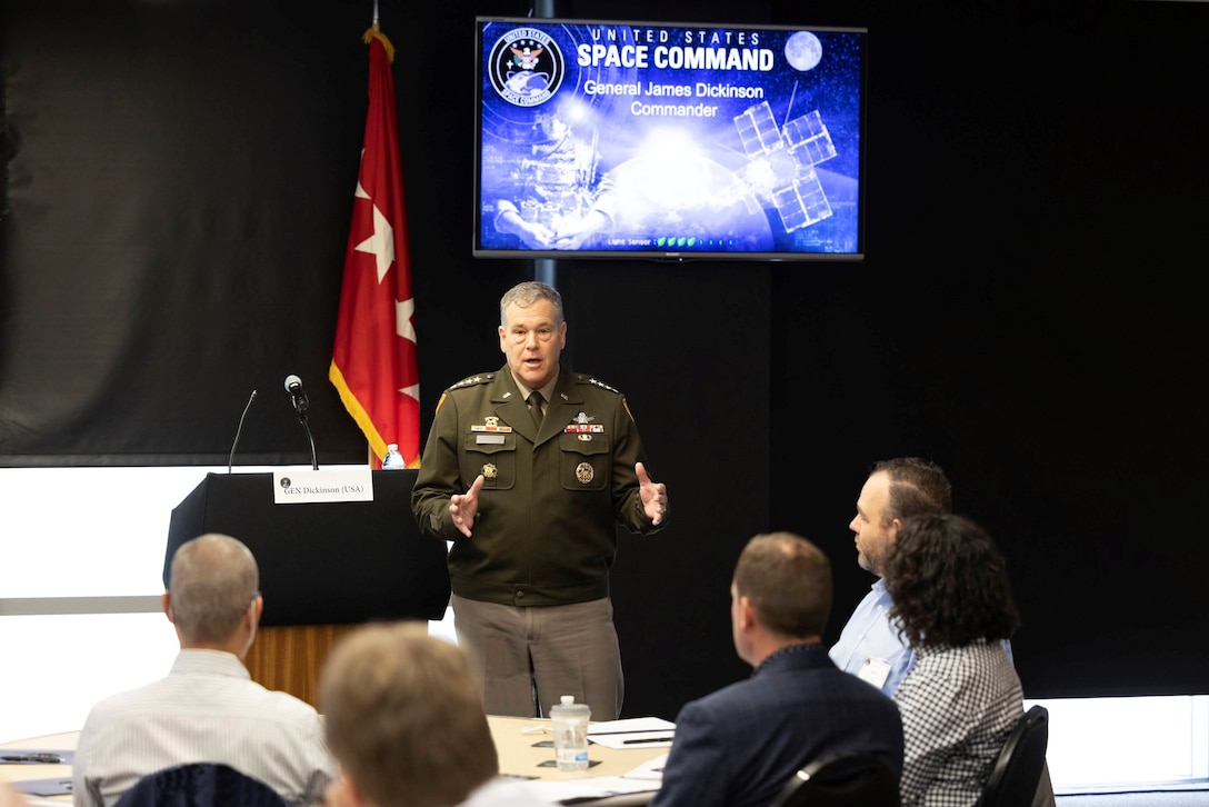 Gen. James Dickinson, U.S. Space Command commander, gives opening remarks  during an Academic Fair held at the U.S. Military Academy West Point, New York, Sept. 13-14.