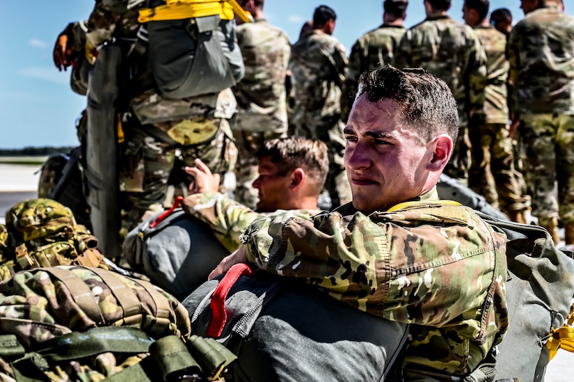 A U.S. Army Soldier assigned to the 404th Civil Affairs Battalion, waits for an Airborne operation at Joint Base McGuire-Dix-Lakehurst, N.J. on Sept. 10, 2022. The unit conducted non-tactical airborne operations at the Army Aviation Facility in order to maintain mission readiness and proficiency among their paratroopers with the assistance of two CH-47’s out of Virginia.The Army Aviation Facility was created through a MILCON effort valued at 11.7 million dollars and made possible by the joint effort of ASA Fort Dix and the U.S. Marine Corps Marine Aircraft Group 49. The 2100 square foot building is host to an Army Ramp Management Area which provides a wide range of capabilities for both fixed and rotary wing aircraft such as the C-130, CH-47S, and UH-60S.