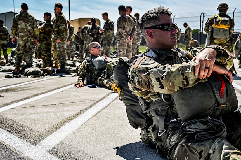 U.S. Army Soldiers assigned to the 404th Civil Affairs Battalion, wait for an Airborne operation at Joint Base McGuire-Dix-Lakehurst, N.J. on Sept. 10, 2022. The unit conducted non-tactical airborne operations at the Army Aviation Facility in order to maintain mission readiness and proficiency among their paratroopers with the assistance of two CH-47’s out of Virginia.The Army Aviation Facility was created through a MILCON effort valued at 11.7 million dollars and made possible by the joint effort of ASA Fort Dix and the U.S. Marine Corps Marine Aircraft Group 49. The 2100 square foot building is host to an Army Ramp Management Area which provides a wide range of capabilities for both fixed and rotary wing aircraft such as the C-130, CH-47S, and UH-60S.