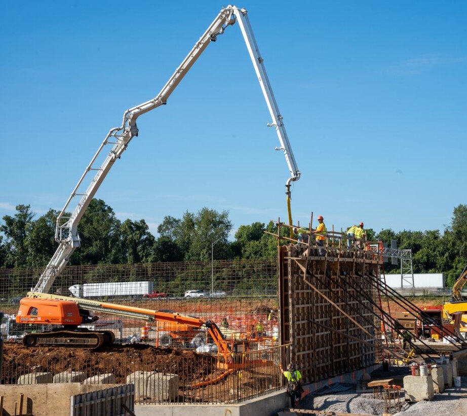 Photo By Michael Maddox | Contractors continue to place concrete sections of the basement walls of the Louisville VA Medical Center, in Louisville, Kentucky Sept. 9, 2022. The new 104-bed, full-service hospital located on Brownsboro Road in Louisville, Kentucky, will provide world-class healthcare for more than 45,000 Veterans in Kentucky and Southern Indiana.