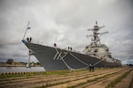 (Sept. 15, 2022) The U.S. Navy Arleigh Burke-class guided-missile destroyer USS Paul Ignatius (DDG 117) moored in Riga, Latvia during a scheduled port visit, Sept. 15, 2022. Paul Ignatius is part of the Kearsarge Amphibious Ready Group and embarked 22nd Marine Expeditionary Unit, under the command and control of Task Force 61/2, on a scheduled deployment in the U.S. Naval Forces Europe area of operations, employed by U.S. Sixth Fleet to defend U.S., allied and partner interests. (U.S. Navy photo by Mass Communication Specialist 2nd Class Aaron Lau)