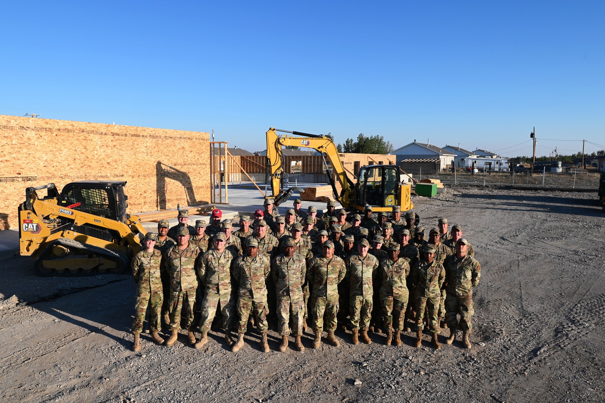 U.S. Air Force Airmen assigned to the 169th Civil Engineering Squadron from the South Carolina Air National Guard, utilize construction tools to help build a community center for the Blackfeet Nation Native Americans at Heart Butte, Montana, September 6, 2022. This temporary deployment is part of the 169th Civil Engineer Squadron’s yearly Innovative Readiness Training (IRT) that helps Airmen train in a real-world environment to acquire and maintain their trade skills. (U.S. Air National Guard photo by Staff Sgt. Mackenzie Bacalzo, 169th Fighter Wing Public Affairs)