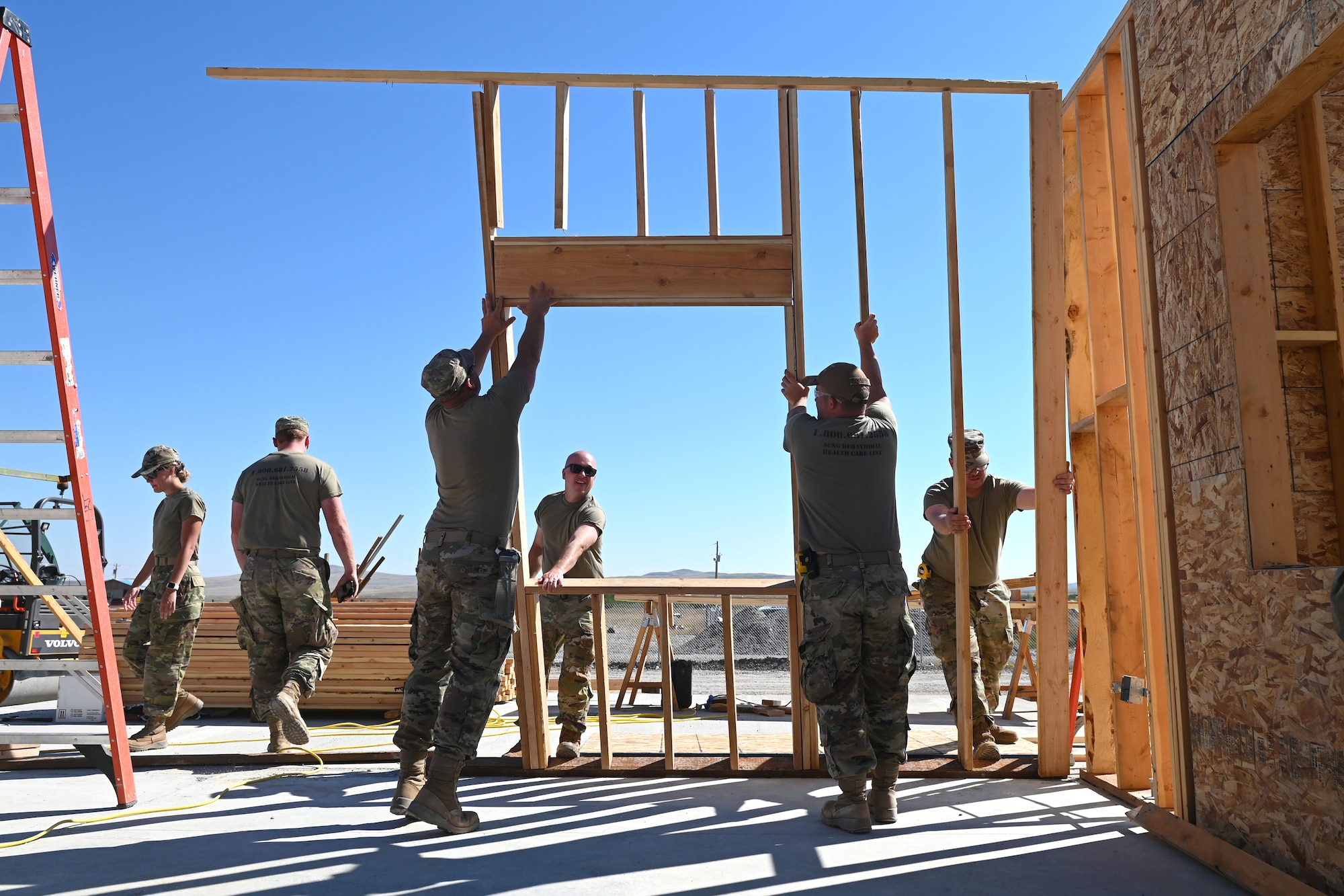U.S. Air Force Airmen assigned to the 169th Civil Engineering Squadron from the South Carolina Air National Guard, utilize construction tools to help build a community center for the Blackfeet Nation Native Americans at Heart Butte, Montana, September 6, 2022. This temporary deployment is part of the 169th Civil Engineer Squadron’s yearly Innovative Readiness Training (IRT) that helps Airmen train in a real-world environment to acquire and maintain their trade skills. (U.S. Air National Guard photo by Staff Sgt. Mackenzie Bacalzo, 169th Fighter Wing Public Affairs)