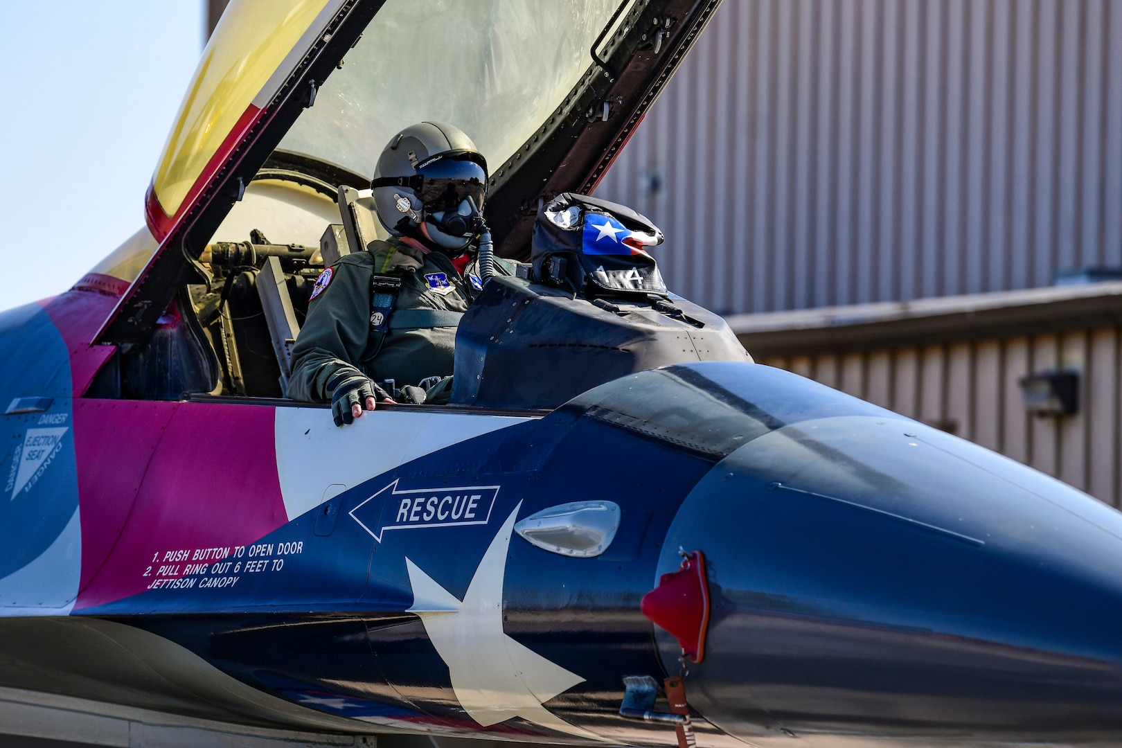 Maj. Benjamin Wong, 149th Fighter Wing training officer, participates in an emergency response egress exercise for an F-16 Fighting Falcon at Joint Base San Antonio-Lackland Aug. 19, 2022.