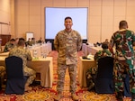 Army Sgt. Aditya Utoyo, a transportation management coordinator assigned to the Hawaii Army National Guard Joint Force Headquarters, during exercise Gema Bhakti 22, Sept. 12, 2022, Jakarta, Indonesia. As a native Bahasa Indonesia speaker, Utoyo played a pivotal role as interpreter during the exercise.