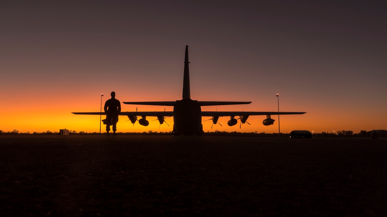 A U.S. Marine Corps KC-130J Super Hercules aircraft with Marine Aerial Refueler Transport Squadron 152 stages in the early morning at Royal Australian Air Force Base Tindal, Australia, Aug. 24, 2022. 

Exercise Pitch Black is the Royal Australian Air Force’s largest and most complex Large Force Employment exercise. Pitch Black 2022 is being conducted at RAAF Bases Darwin, Tindal, and Amberley from 19 August to 8 September ’22. This Year’s exercise will host up to 2500 personnel and around 100 aircraft from 17 participating nations from around the globe.

Activities such as Exercise Pitch Black recognize Australia’s strong relationships and the high value we place on regional security and fostering closer ties throughout the Indo-Pacific region.

Exercise Pitch Black features a range of realistic, simulated threats which can be found in a modern battle-space environment and is an opportunity to test and improve our force integration utilizing one of the largest training air space areas in the world. Exercise Pitch Black aims to further develop offensive counter air, air interdiction and stick, intelligence, reconnaissance and surveillance capabilities, as well as foster international co-operation with partner forces.