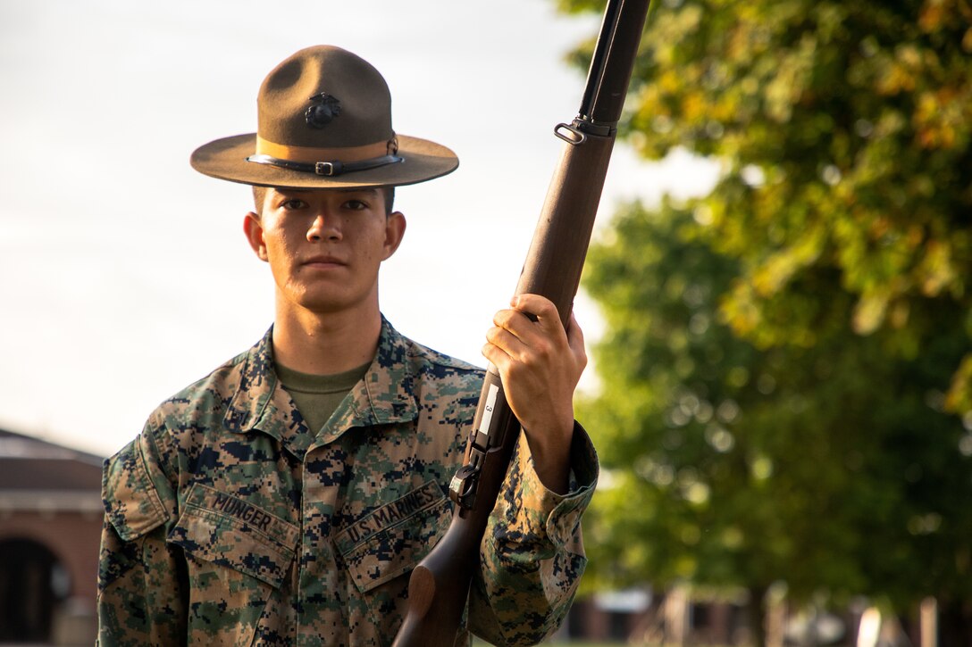 U.S. Marine Lance Cpl. Matthew Munger, with the Marine Corps Shooting Team, prepares to shoot his rifle during the 2022 National Matches on Camp Perry, Ohio, Aug. 3, 2022. Participants compete in six-man-teams, each shooter firing a timed 100-point aggregate using national match M-16 A4 service rifles. Rifles are fired from the 200, 300 and 600 yard lines in both sitting and standing positions. The National Matches, also called the “World Series of Shooting Sports,” have been a tradition on Camp Perry since 1907; more than 4,500 participants compete annually. (U.S. Marine Corps photo by Lance Cpl. Caden Phillips)