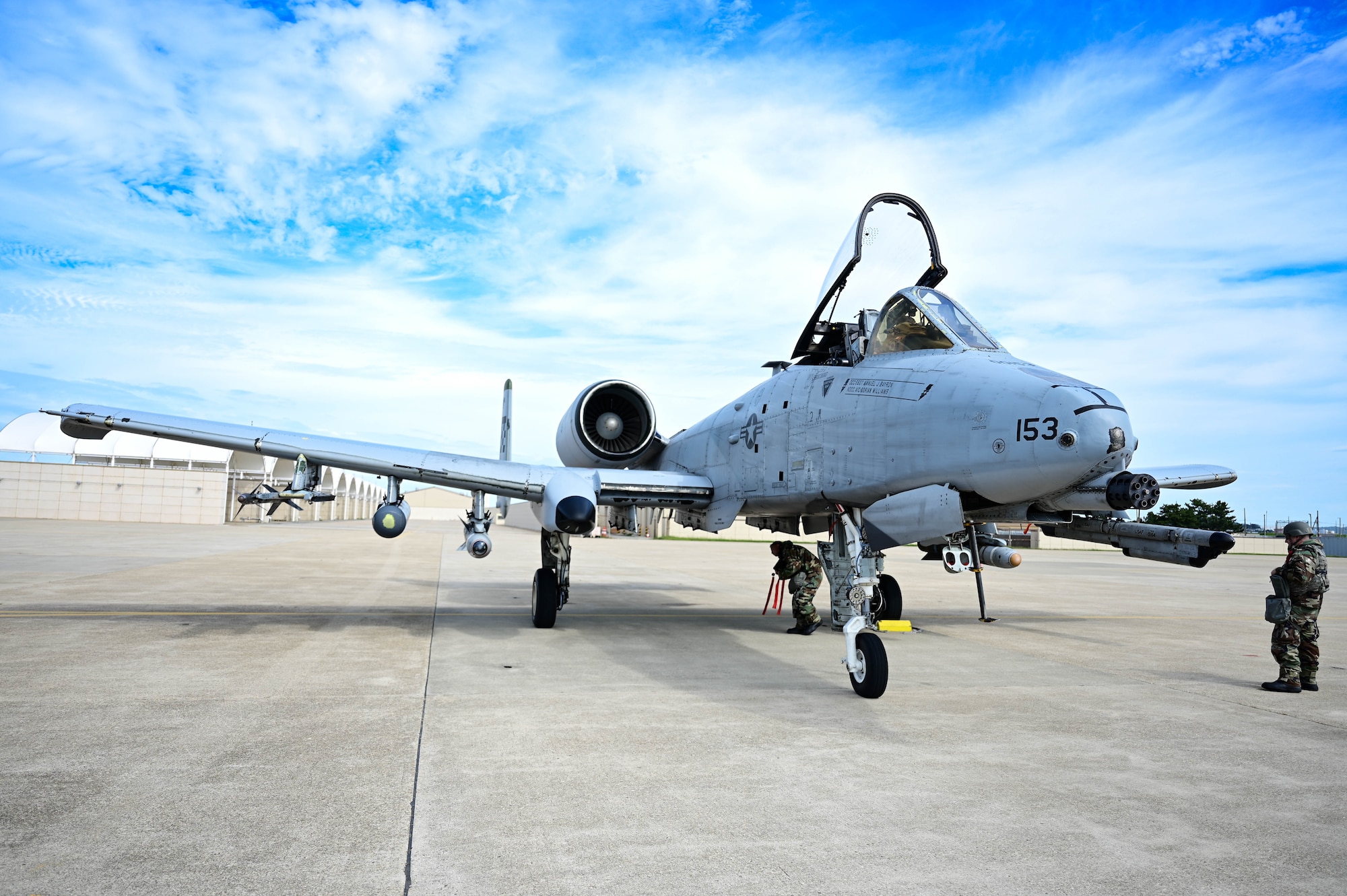 Aircraft sits parked on flightline