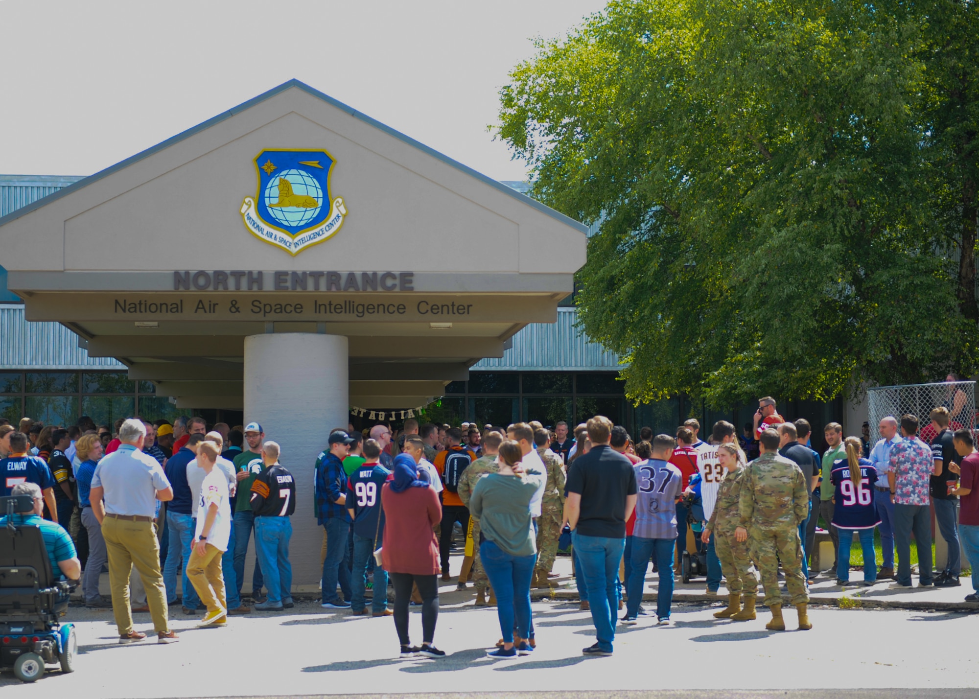 The National Air and Space Intelligence Center hosted a block party to give NASIC team members an opportunity to relax and decompress at Wright-Patterson AFB, Ohio, Sept. 8. 2022. The block party featured a dunk tank fundraiser, kan jam, and corn hole.