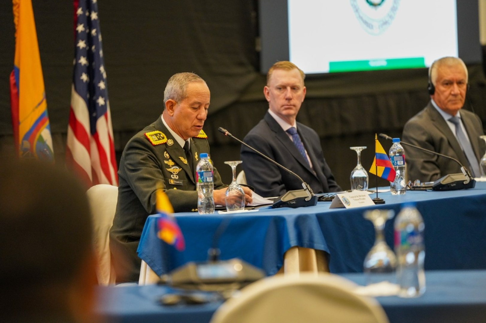 Gen. Nelson Proaño, commander Ecuador’s armed forces, addresses attendees during the opening ceremony of the South American Defense Conference 2022 (SOUTHDEC 22).