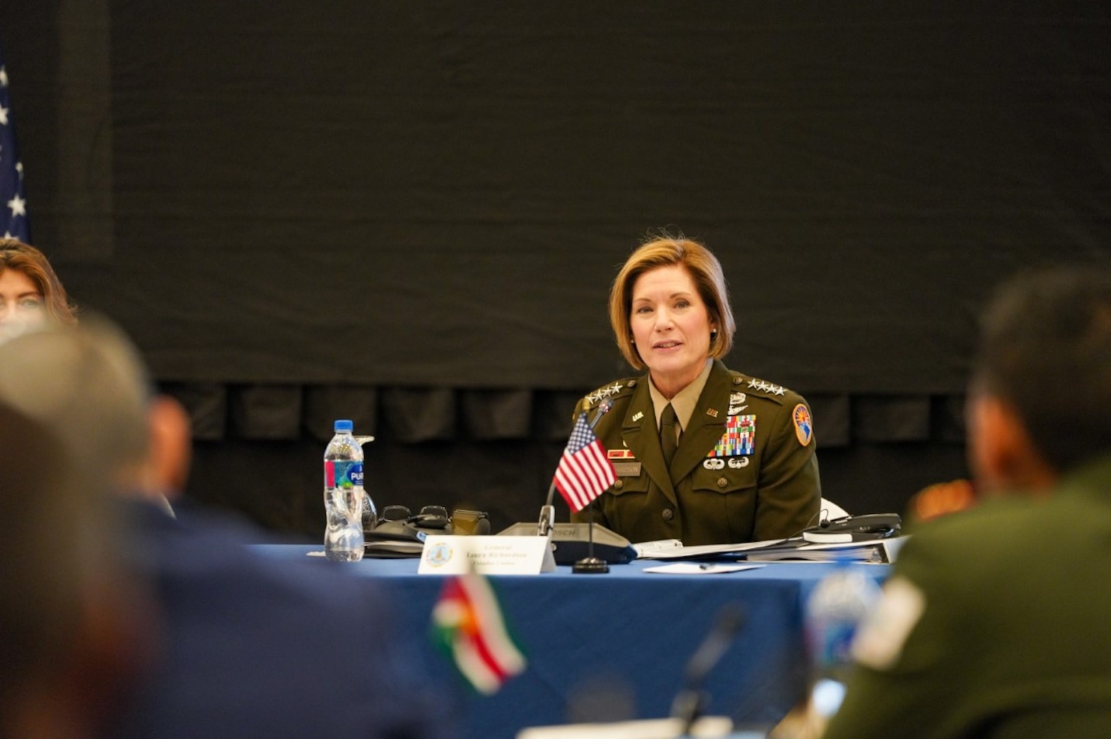 Gen. Laura J. Richardson addresses attendees during the opening ceremony of the South American Defense Conference 2022.