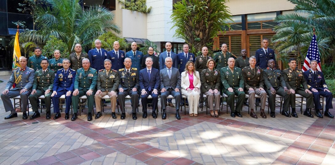 Multinational participants of the South American Defense Conference 2022 (SOUTHDEC 22) pose for a group photo.
