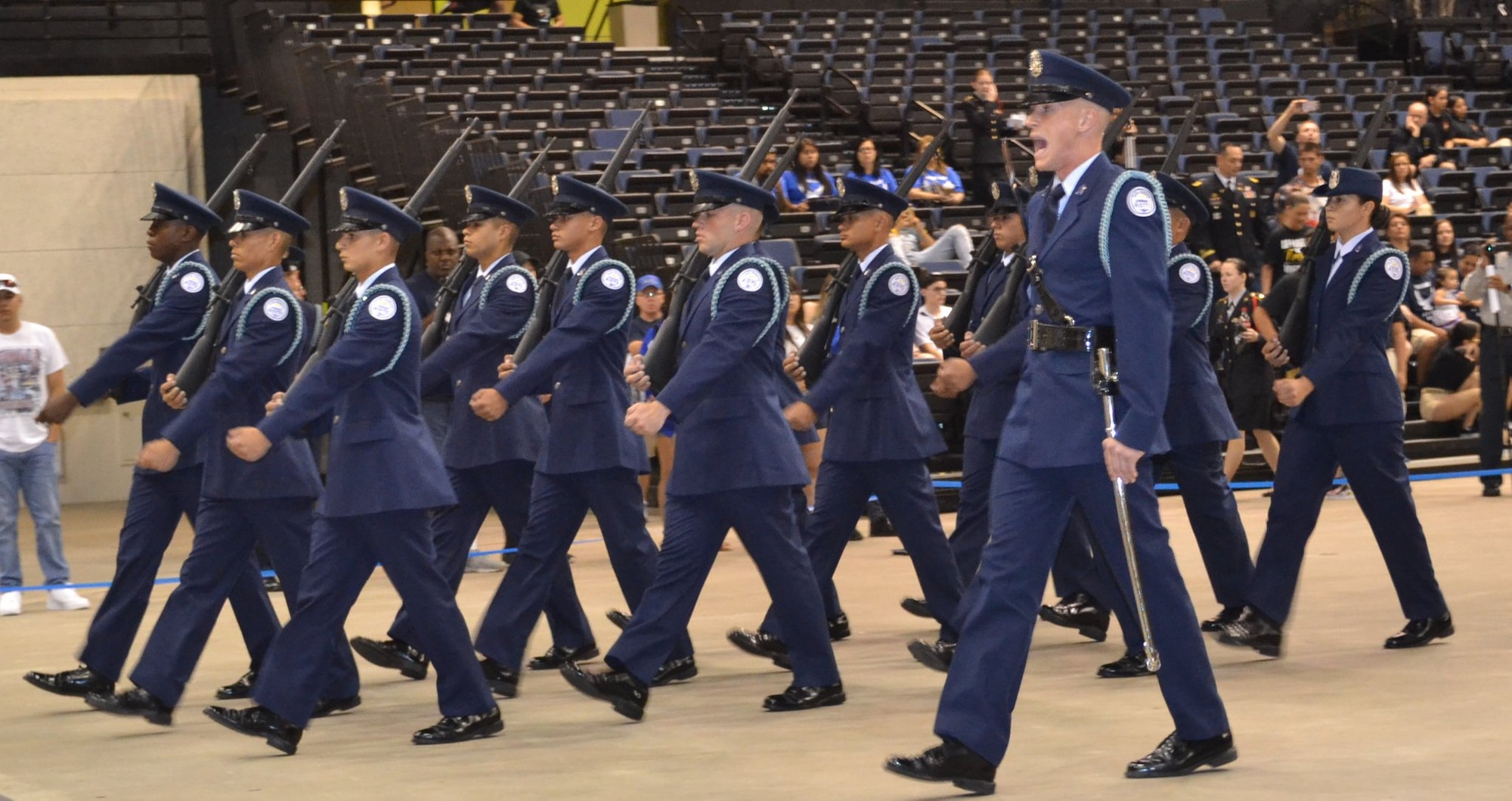 Members of an Air Force Junior ROTC Drill Team at competition