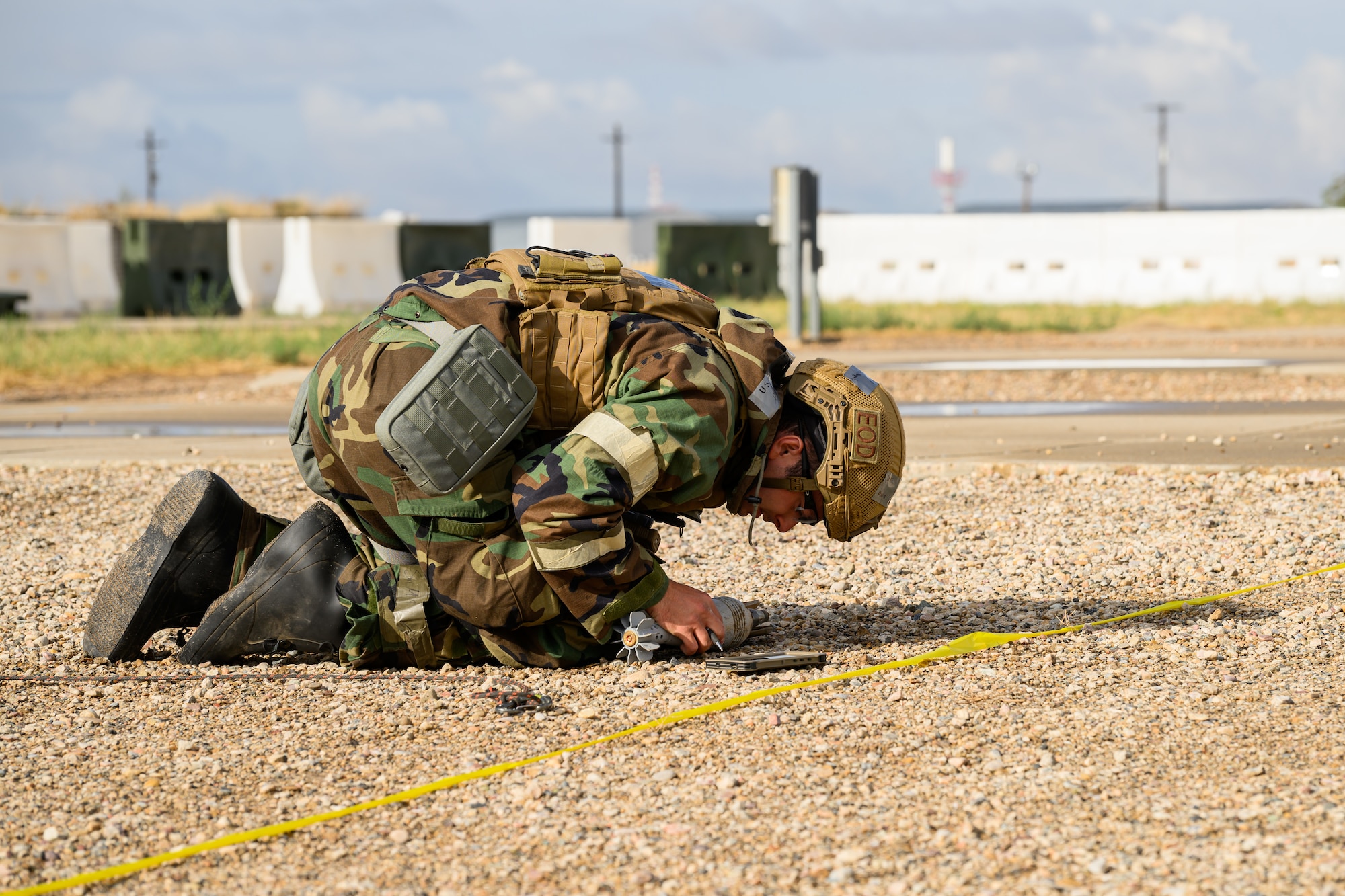 Staff Sgt. Kaleb Marquis, 775th Explosive Ordnance Flight, identifies unexploded ordnance during a Phase 2 exercise at Hill Air Force Base, Utah, Sept. 14, 2022.