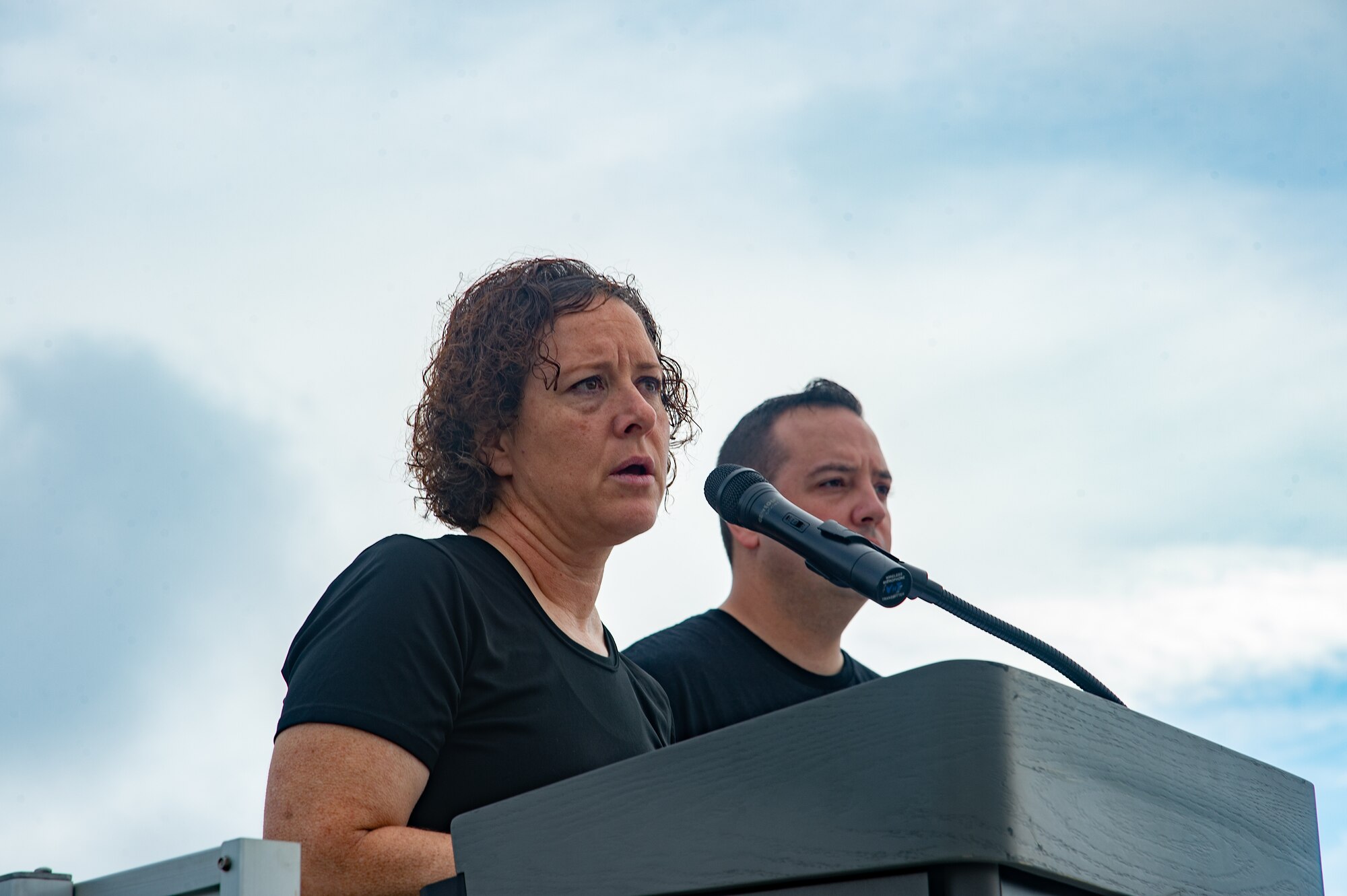 Chief Master Sgt. Shae Gee, 6th Air Refueling Wing command chief, provides closing remarks during a prisoner-of-war/missing in action 24-hour run at MacDill Air Force Base, Florida, Sept 16, 2022. POW/MIA is an organization dedicated to obtaining the release of all prisoners-of-war and accounting for all recoverable remains of those who died serving the U.S. military. (U.S. Air Force photo by Airman 1st Class Michael Killian)