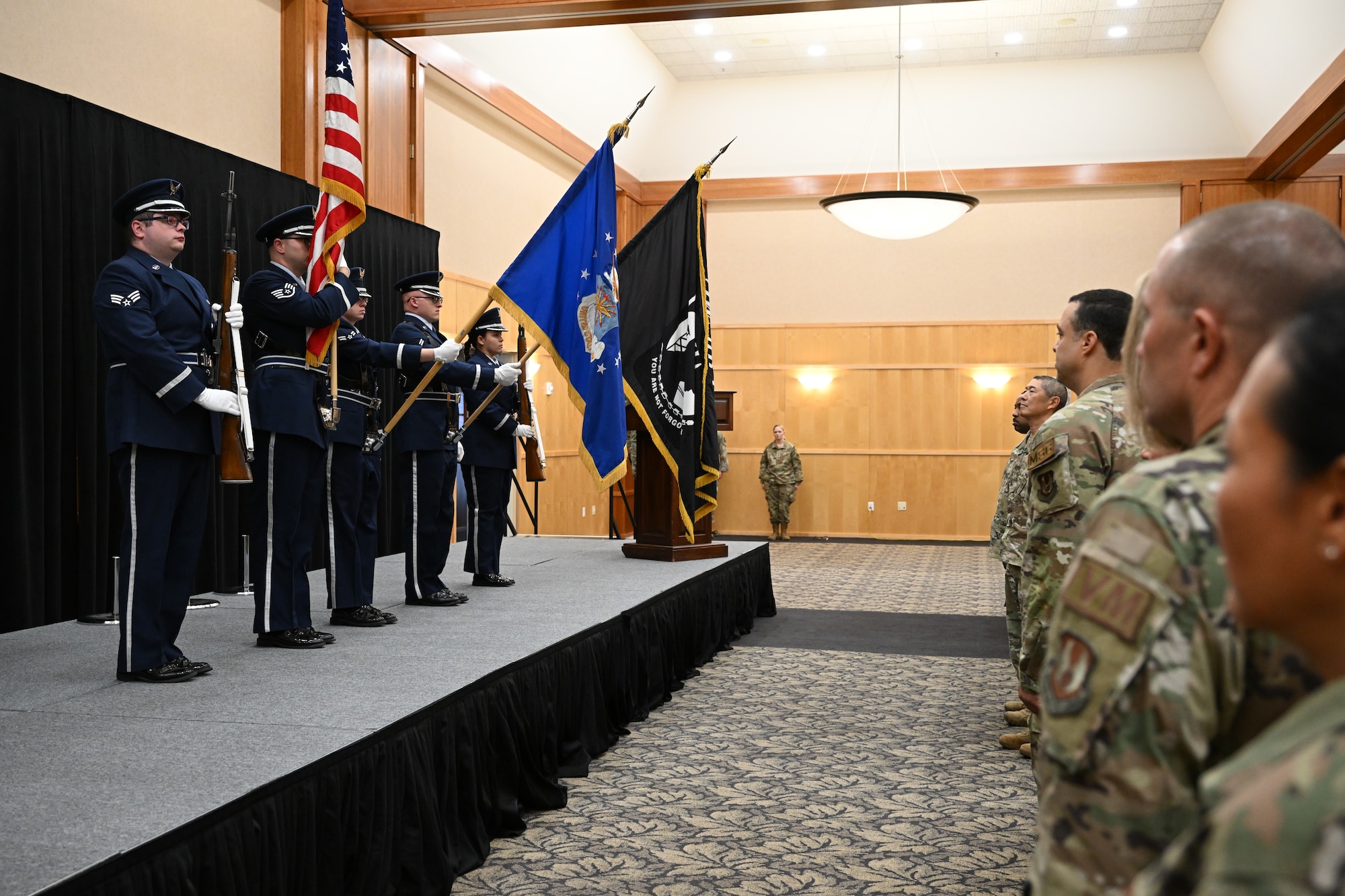 Hill's Base Honor Guard present the colors during Team Hill's POW/MIA Remembrance Week closing ceremony at Hill Air Force Base, Utah, Sept. 16, 2022.